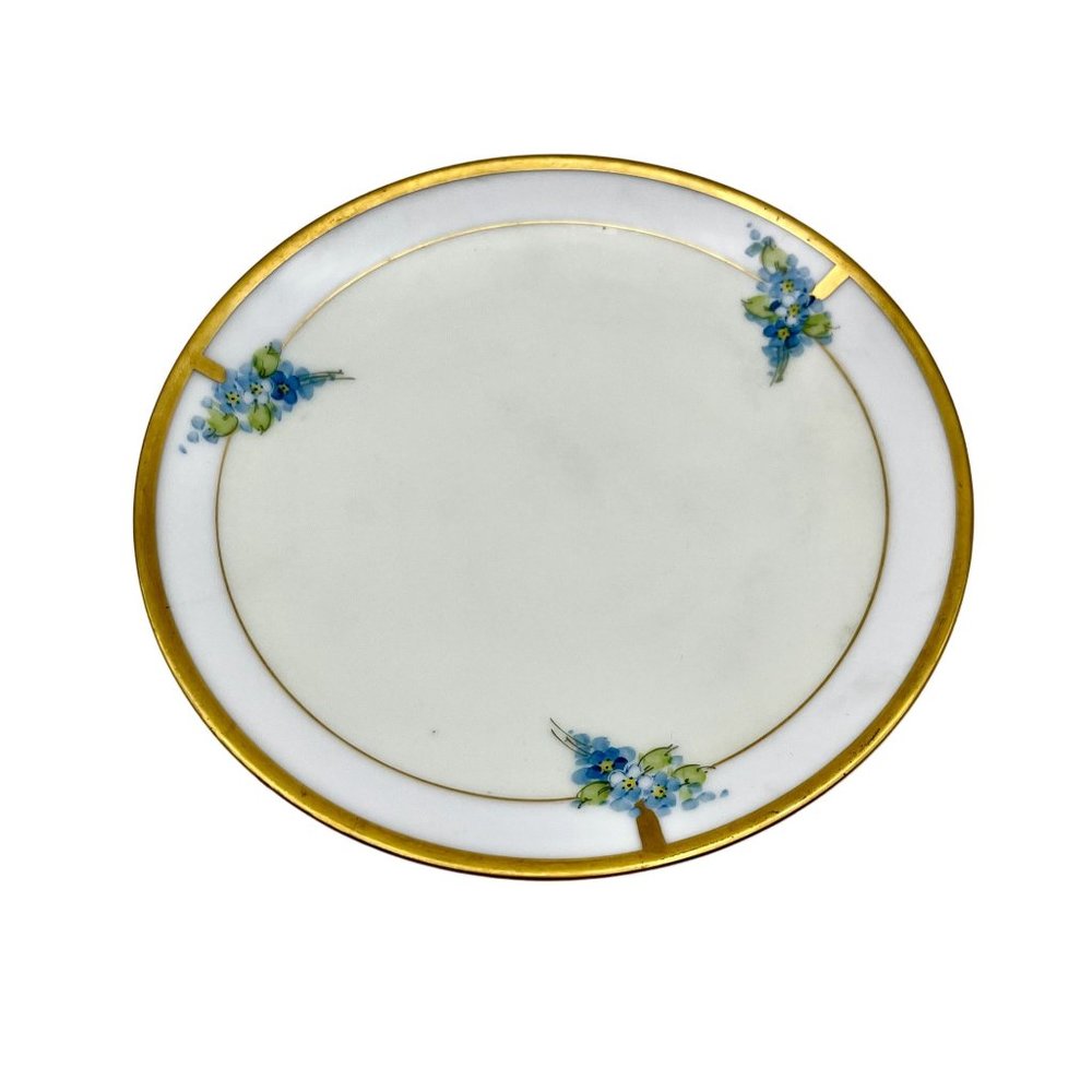 Antique Gold Hand Painted Art Nouveau Deco Floral Plate Thomas Bavaria 1930-39
